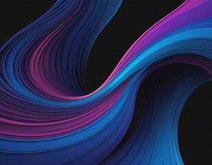 abstract background with curvy curly blue purple fluid paper sheets isolated on dark black background