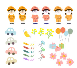 Funny Cartoon Children's Set Hand drawing Icon