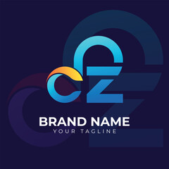 Letter cz logo, vector gradient logo template