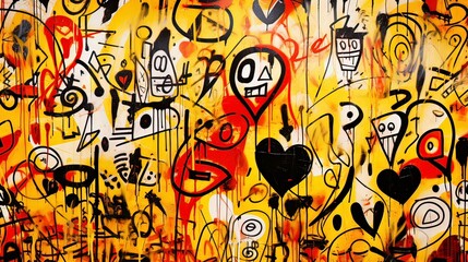 Colorful Graffiti wall abstract art background, Generative ai.
