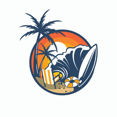Surfing logo emblems for Surf Club. Surfing Illustration Design Inspiration Vector Template