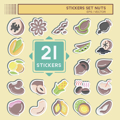 Sticker Set Nuts. suitable for Nuts symbol. simple design editable. design template vector. simple illustration