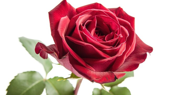 Close up red rose isolated on white background,Generative ai