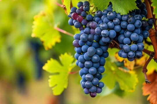 Ripe grape bunches signal autumn winemaking season. Generative AI