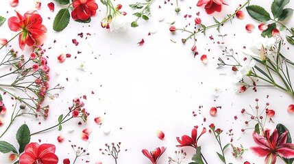 Floral circular frame on white background,Generative ai , 