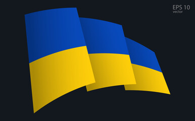 Waving Vector flag of Ukraine. National flag waving symbol. Banner design element.
