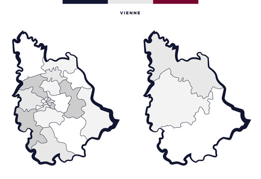 Département Vienne - Cantons & arrondissements - Nouvelle Aquitaine France