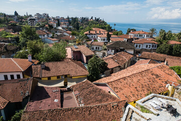 Naklejka premium Red tiled roofs in old town Kaleiçi, Antalya, Turkey