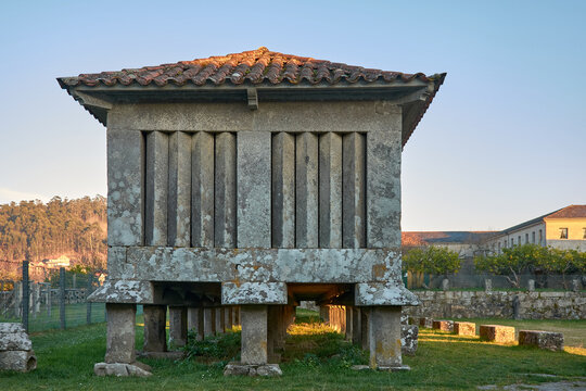 Horreo in San Juan de Poio Monastery, Concello de Poio, Pontevedra. Rias Bajas, Galicia.