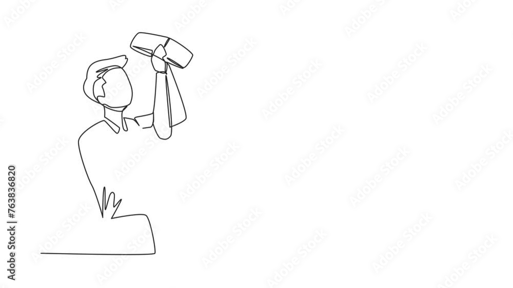 Aufkleber animated self drawing of single continuous line drawing of businessman stood holding an empty wallet