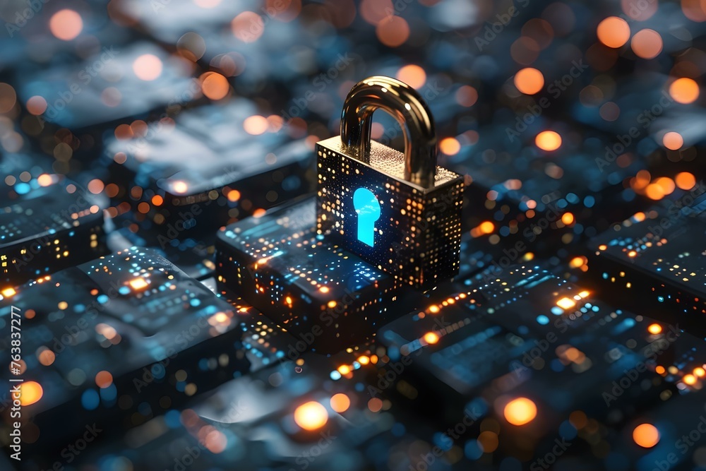 Poster secure data protection technology ensures safe encrypted wireless file transfer in cyberspace. conce