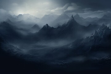 a foggy mountain range - Powered by Adobe