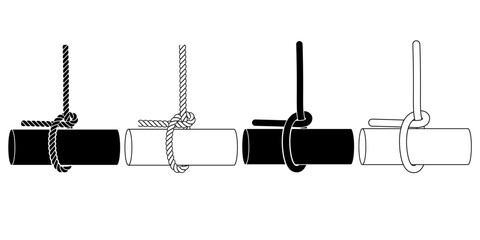 half hitch rope knot icon set - obrazy, fototapety, plakaty