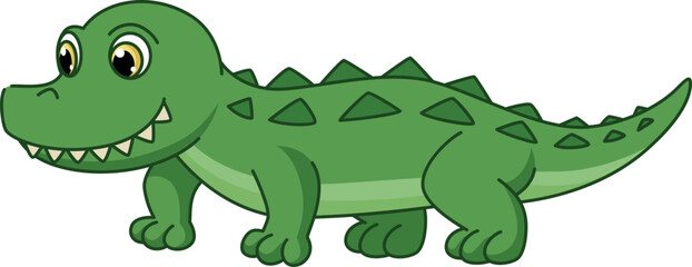 Crocodile baby character. Cartoon alligator. Wild animal