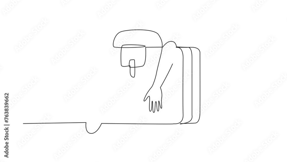 Poster animated self drawing of single one line drawing of hands hugging briefcase. a journey is needed to 