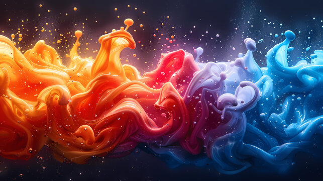 Abstract colorful background; Mixture of pink, blue, purple, red and orange; In the shape of smoke vawe