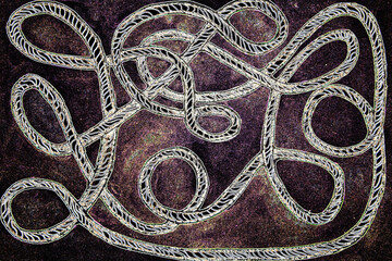 Abstract rope with universe background. The dabbing technique near the edges gives a soft focus effect due to the altered surface roughness of the paper. - 763840818