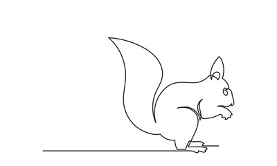Continuous line drawing of a squirrel for company logo identity.Squirrel one-line icon. single line drawing with a cute squirrel logo and business concept.vector illustration.