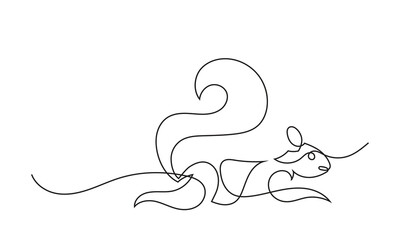 Continuous line drawing of a squirrel for company logo identity.Squirrel one-line icon. single line drawing with a cute squirrel logo and business concept.vector illustration.