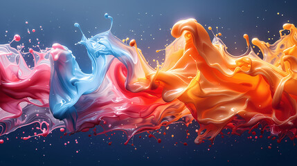 Abstract colorful background; Mixture of pink, blue, purple, red and orange; In the shape of smoke vawe