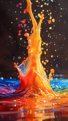 A colorful splash of water, vibrant colors, highly detailed, ultra realistic photography; Mobile background