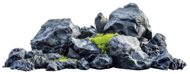 stone rock , Iceland ,cut out transparent isolated on white background ,PNG file.