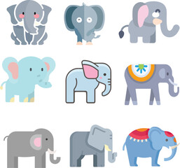 Elephant icon set 