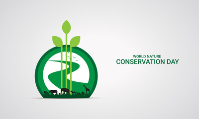 World nature conservation day, conservation day design for social media banner, poster, 3D Illustration