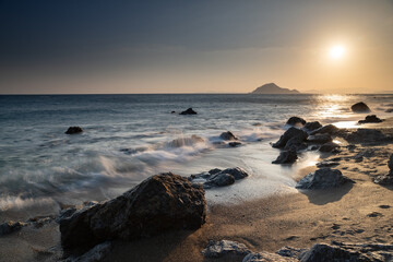 夕暮れの海岸　伊良湖岬