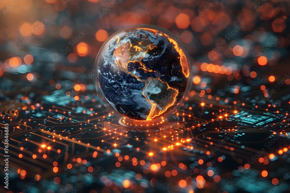 Poster global cybersecurity: safeguarding digital data with advanced technology systems. concept cybersecur