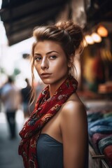 Fototapeta na wymiar shot of a beautiful young woman in a market