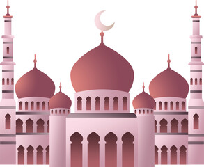 Islamic icon set. Flat illustration of mosque vector icons for web design Free Vector