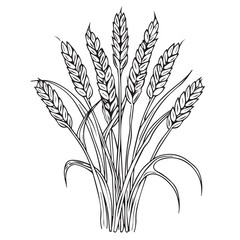 Wheat in cartoon, doodle style . Image for t-shirt, web, mobile apps and ui. Isolated 2d vector illustration in logo, icon, sketch style, Eps 10, black and white. AI Generative