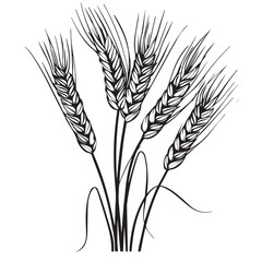 Wheat in cartoon, doodle style . Image for t-shirt, web, mobile apps and ui. Isolated 2d vector illustration in logo, icon, sketch style, Eps 10, black and white. AI Generative
