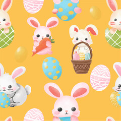 Rabbit and easter pattern seamless pattern background.