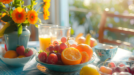 Morning breakfast to start the day well Bright color