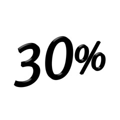 Black 3D image, 30% numbers, plastic shape.
Black 3D image, 30% numbers, plastic shape. Used for design work, discounts - PNG file. Transparent background.