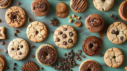 Top view delicious cookies arrangement