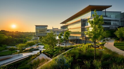 modern medical campus amidst nature's embrace