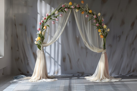 arches floraux romantiques boh&egrave;mes beiges