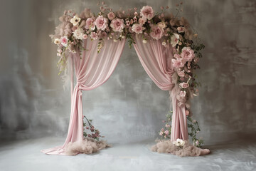 arches floraux romantiques rose pâle