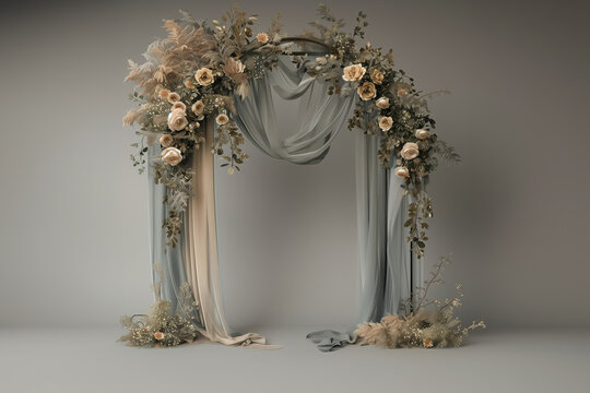 arches floraux romantiques boh&egrave;mes beiges