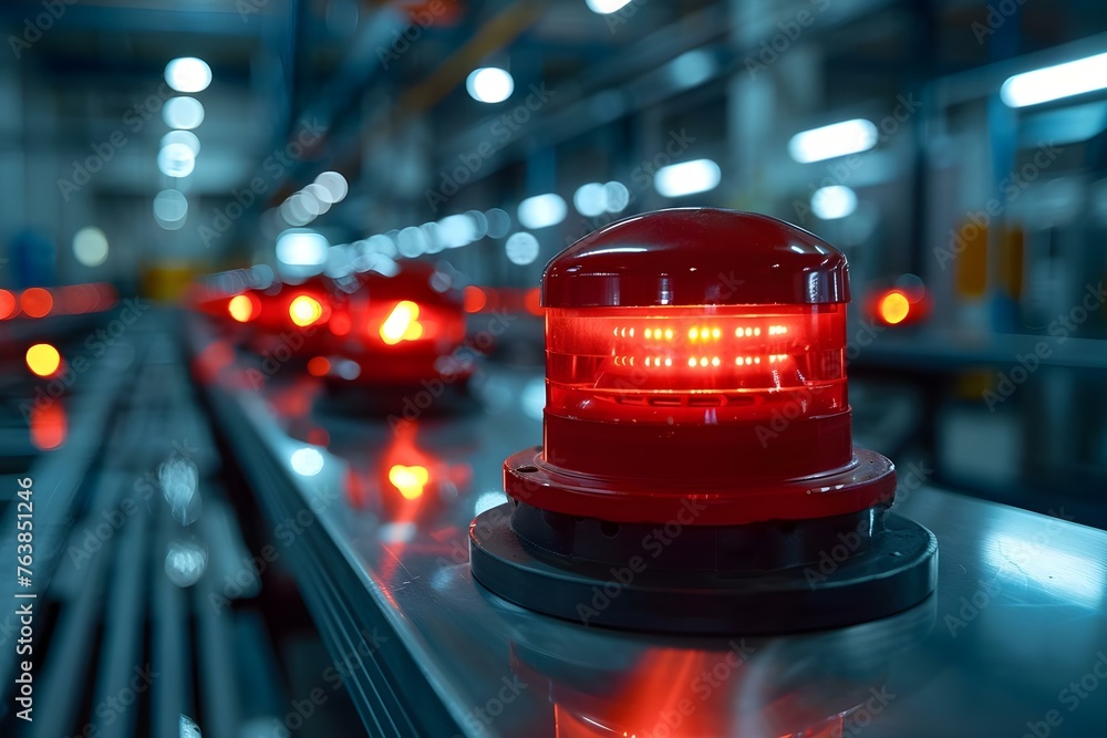 Aufkleber monitoring fire alarm system for factory security ensuring safety with emergency protocols. concept 