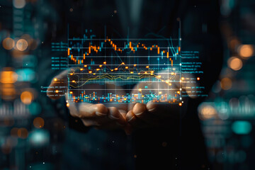stock market graphic, business intelligence integration, cloud service, and analytics network.
