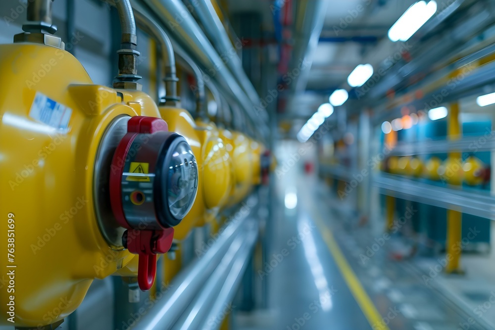 Aufkleber ensuring factory security and safety through fire alarm system monitoring and emergency protocols. c