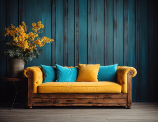 vintage yellow sofa
