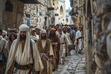Jesus comes to Jerusalem as King - obrazy, fototapety, plakaty