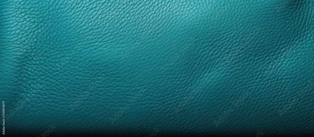 Wall mural Close up of dark cyan leather texture on black background