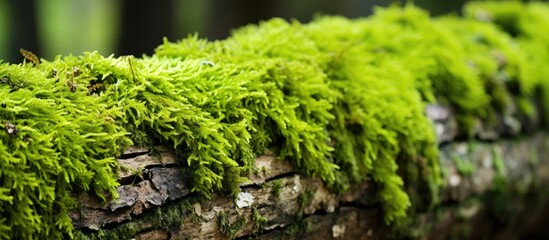 Close up of a mossy log in the forest