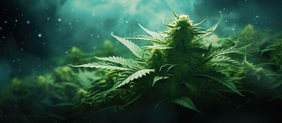 Fototapeta na wymiar A marijuana plant in a vast field
